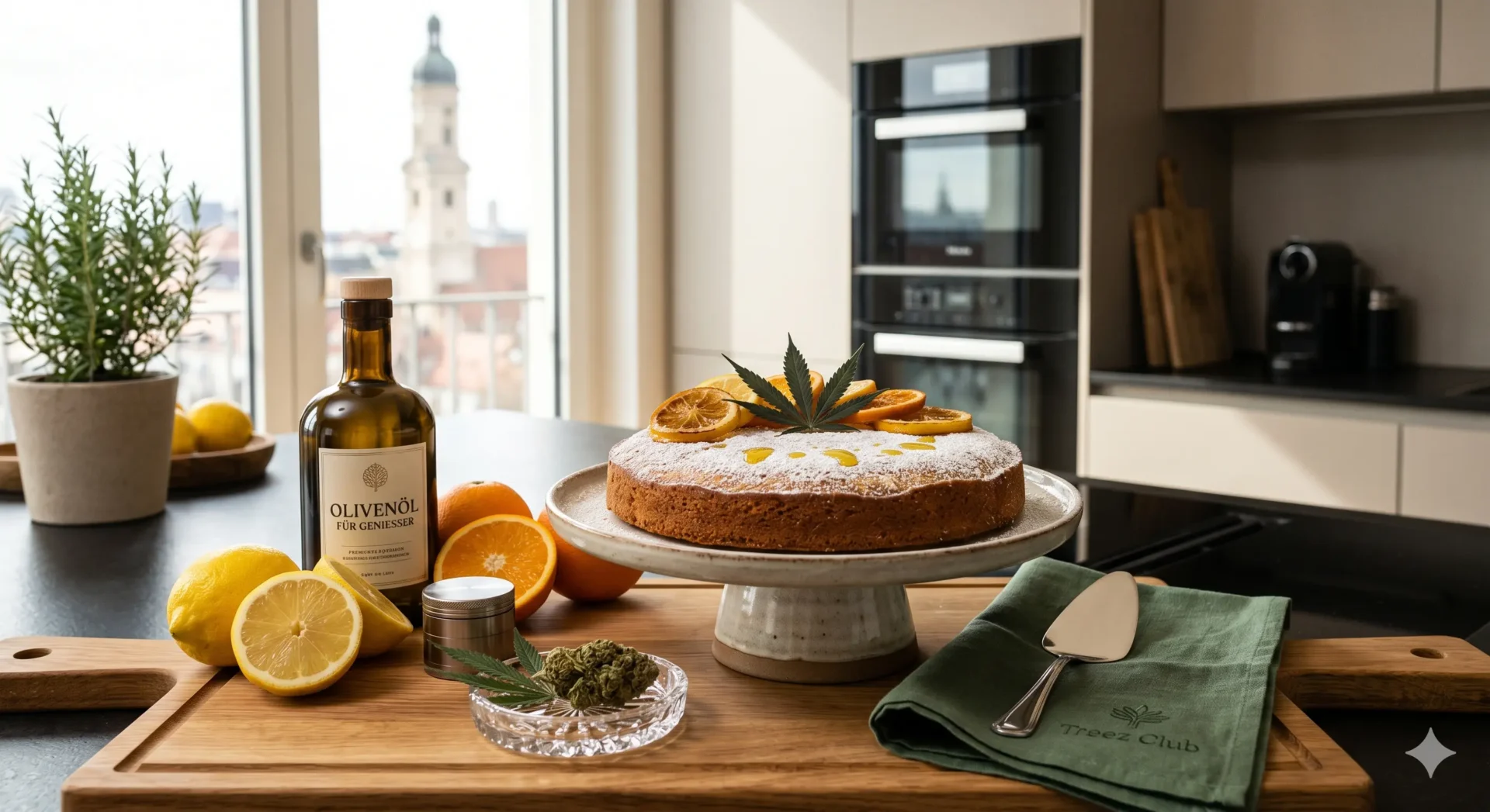 Cannabis Citrus Olivenöl Kuchen Rezept saftig Edibles
