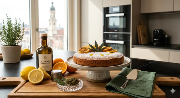 Cannabis Citrus Olivenöl Kuchen Rezept saftig Edibles